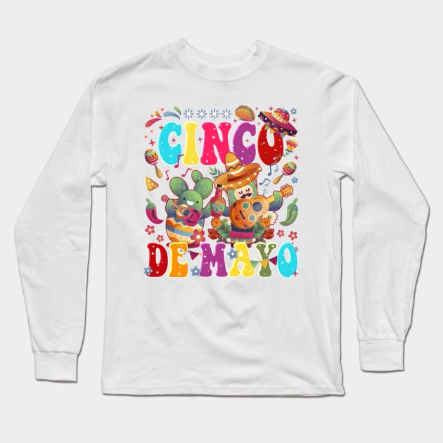 Cinco De Mayo Fun colorful celebration fifth may Mexican style cactus in Sombrero Long Sleeve T-Shirt by Ridgway